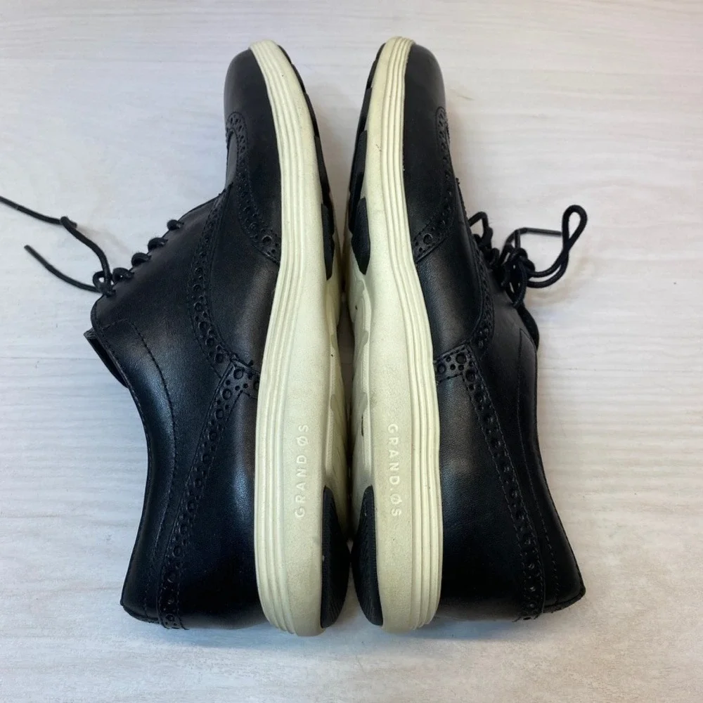 Cole Haan Mens 10 OriginalGrand Wingtip Oxford Black Leather Dress Shoes C29413